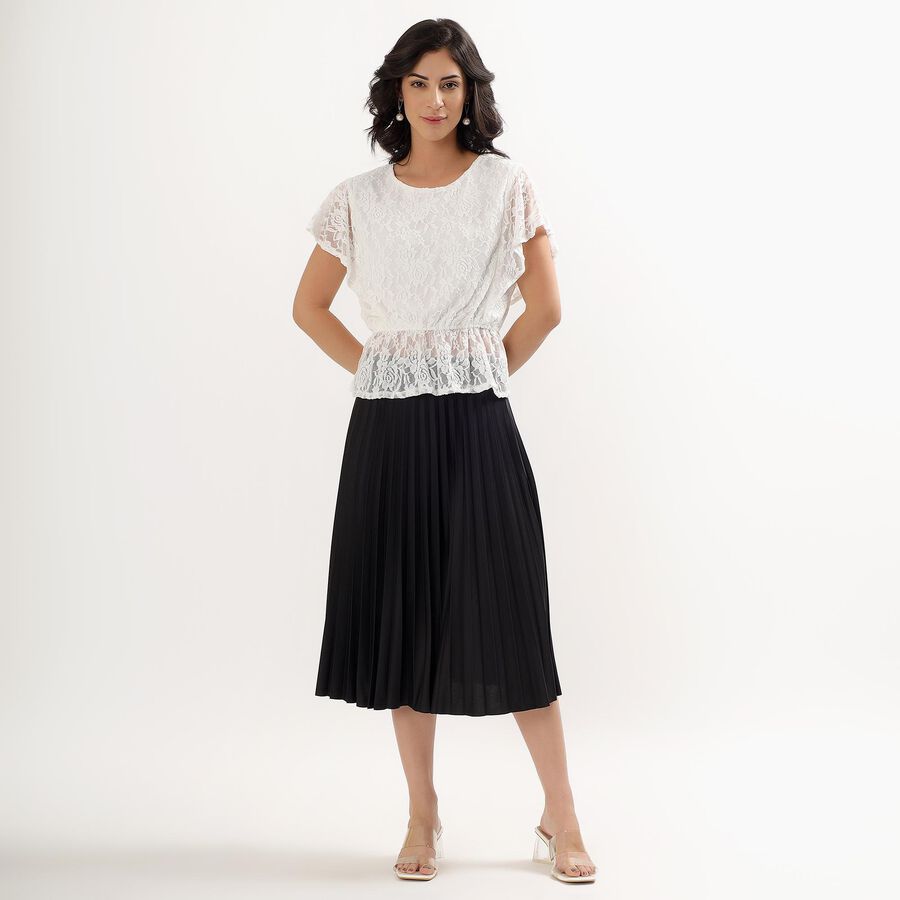 Ladies' Pleated Skirt , काला, large image number null