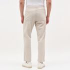 Men's Light Beige Slim Fit Elastic Waist Casual Trousers, Silver, small
