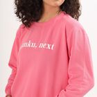 Women's Bright Pink Crew Neck Casual Sweatshirt, Pink, small image number null