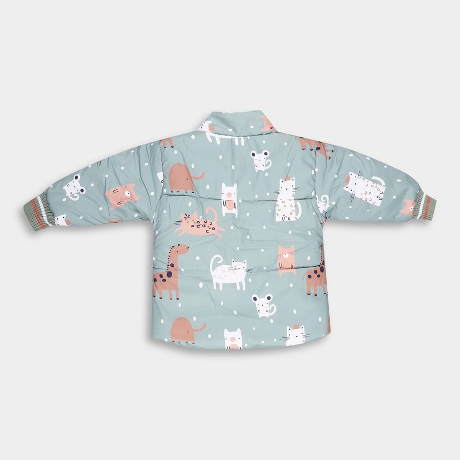 Infants Light Sage Green Zip Casual Jacket, Light Green, large image number null