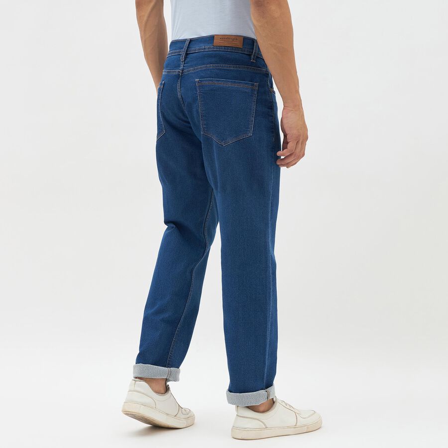 Men's Deep Blue Slim Fit Classic Jeans, मध्यम नीला, large image number null