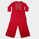 Girls Fuchsia Round Neck Fusion Set Upper and Bottom Set, रानी (फ्यूशिया), small