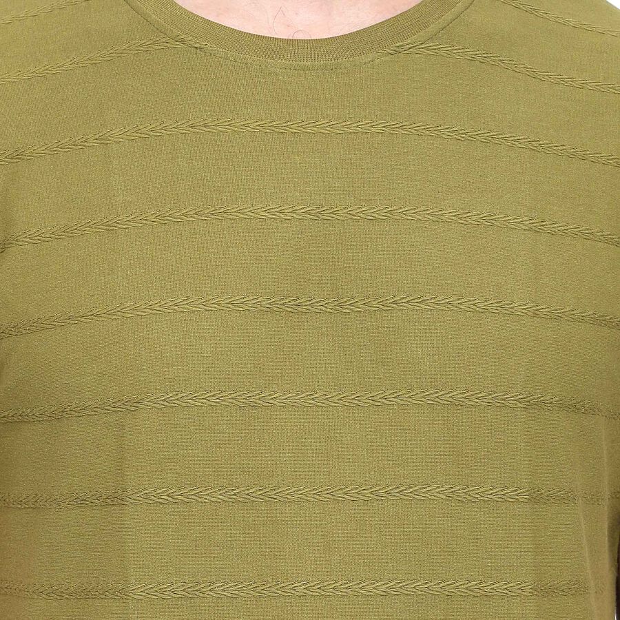 Solid Round Neck T-Shirt, Olive, large image number null