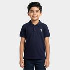 Boys Navy Blue Round Neck Casual Half Sleeve T-Shirt, नेवी ब्लू, small