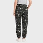 Women's Black Relaxed Fit Printed Harem Pants, काला, small