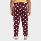 Girls' Wine Straight Fit Floral Printed Cotton Blend Pyjama, Wine, small