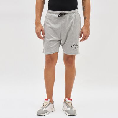 Men's Light Heather Grey Regular Fit Placement Printed Bermuda Shorts