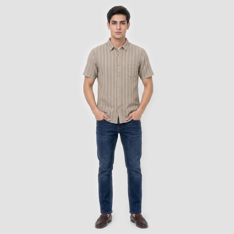 Men's Light Grey Cotton Regular Fit Casual Shirt, Light Grey, large