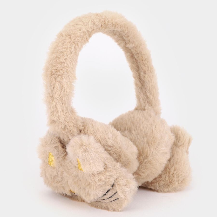 Girls' Soft Beige Cat Design Earmuffs, Assorted, large image number null