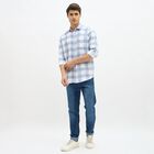 Men's Light Blue and White Spread Collar Casual Shirt, Light Blue, small image number null