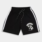 Boys' Jet Black Printed Elastic Waist Bermuda Shorts, Black, small image number null