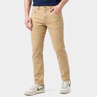 Men's Beige Slim Fit Solid Jeans, गहरा पीला, small