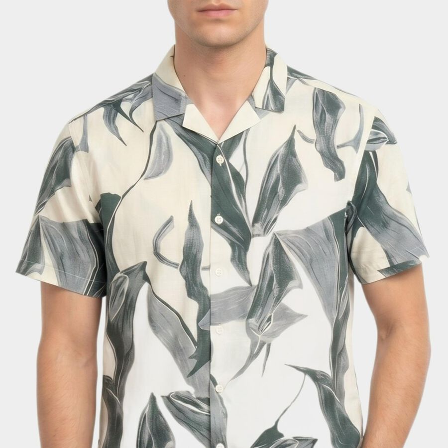 Men's Green Cotton Regular Fit Casual Shirt, Dark Green, large