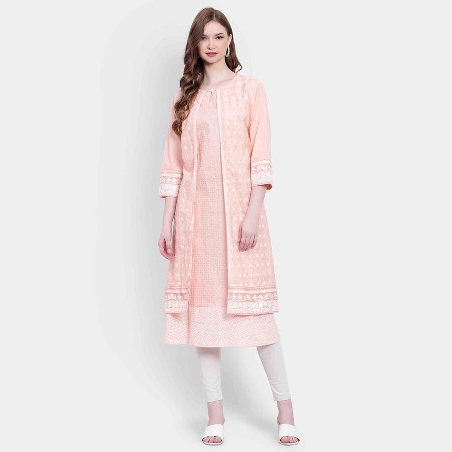 Printed Kurta, Peach, large image number null