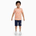 Boys' Coral Cotton Round Neck Tropical Printed Baba Suit, Coral, small image number null