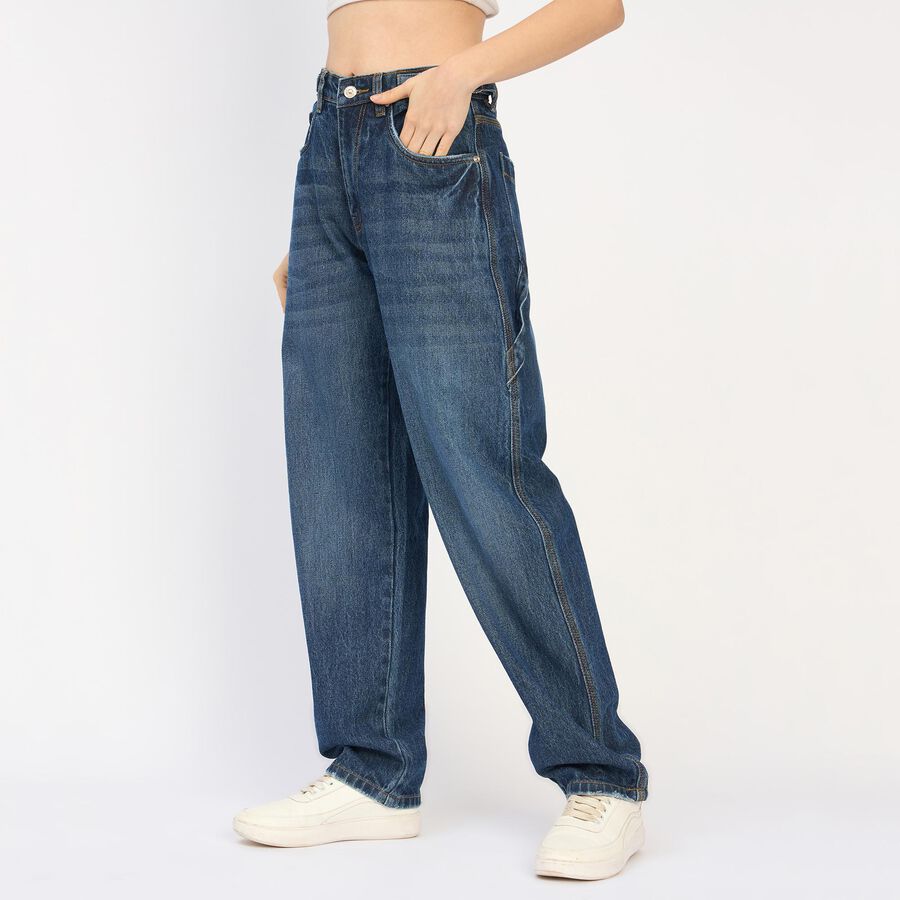 Ladies' 100% Cotton Jeans , Dark Blue, large image number null
