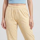 Women's Beige Straight Fit Geometric Printed Lounge Pyjama, गहरा पीला, small