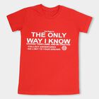 Boys Bright Cherry Red Round Neck Casual Half Sleeve T-Shirt, Red, small image number null