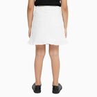 Girls' Bright White Ruffle Hem Cotton Blend Skirt, Off White, small image number null