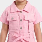 Girls' Pink Shirt Style Solid Frock, गुलाबी, small