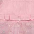Girls Pink Fit and Flare Butterfly Applique Party Wear Frock, गुलाबी, small