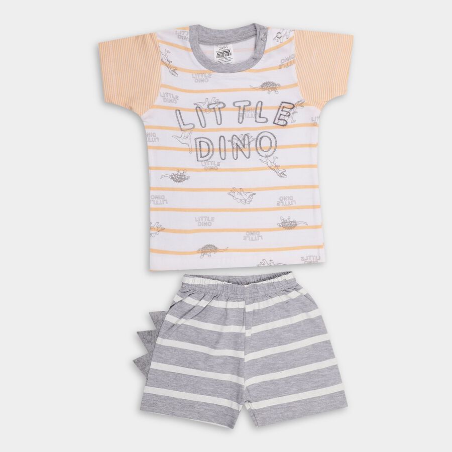 Infant Boys' 100% Cotton Baba Suit , पीच, large image number null