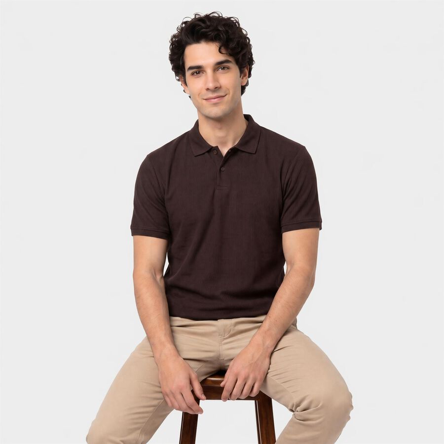 Men's Wine Polo Neck Polo T-Shirt, Wine, large