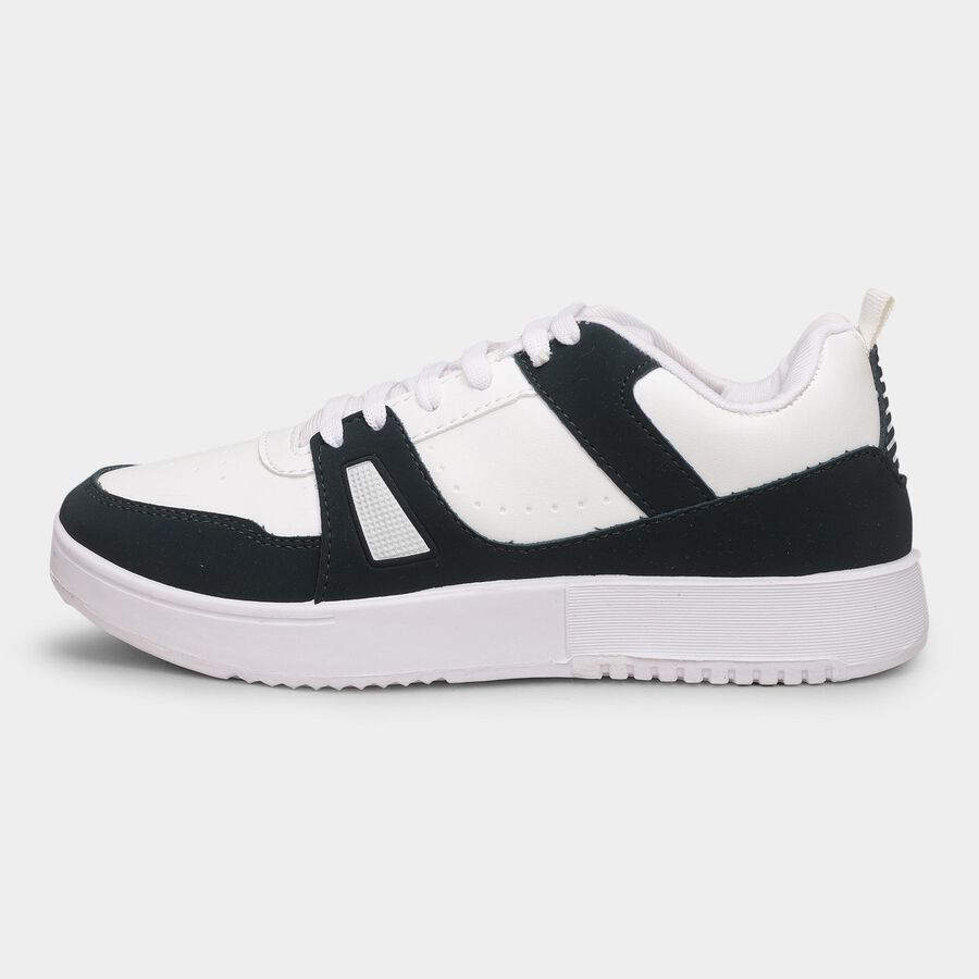 Men's Navy and White Lace-Up Casual Sneakers, Navy Blue, large