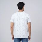 Men's White Cotton Henley Neck Casual T-Shirt, White, small