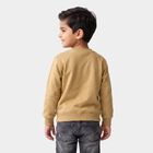 Boys' Beige Crew Neck Pullover Sweatshirt, गहरा पीला, small