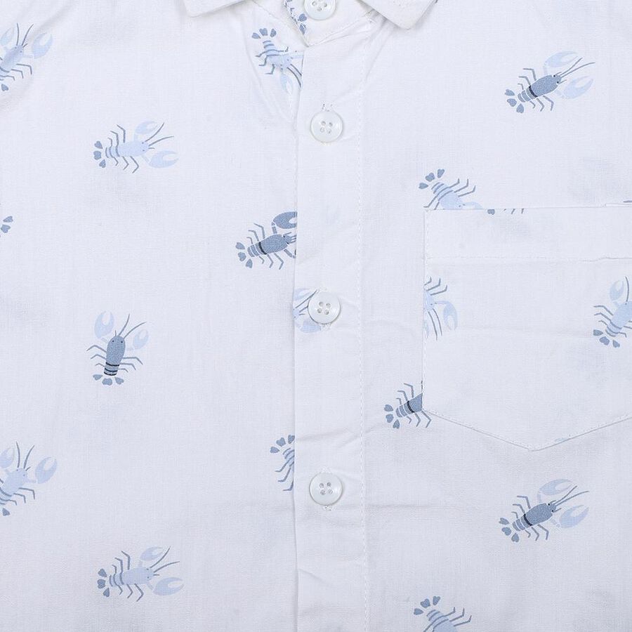 Boys White Cotton Regular Fit Casual Shirt, White, large