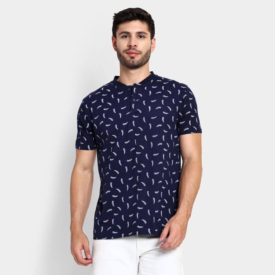 Men's Henley Half Sleeves T-Shirt , Navy Blue, large image number null