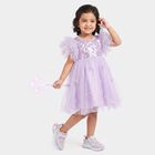Girls' Lilac Fit and Flare Sequin Bodice Tulle Party Wear Frock, Lilac, small