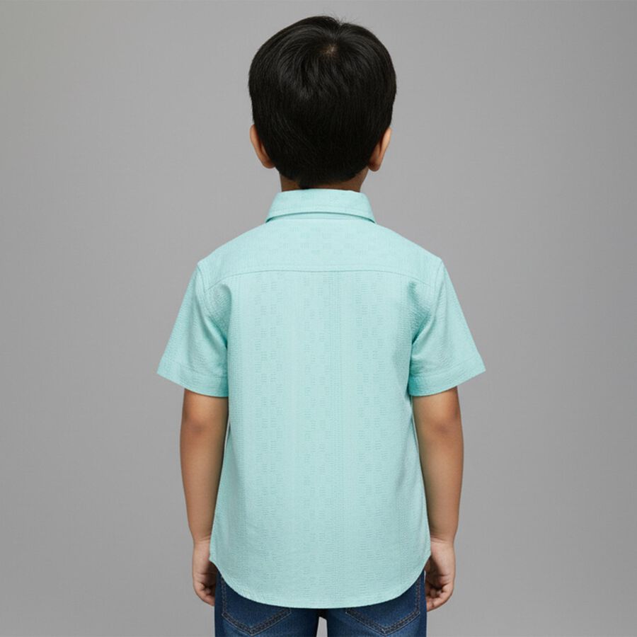Boys Mint Green Cotton Half Sleeve Classic Casual Shirt, Aqua, large image number null