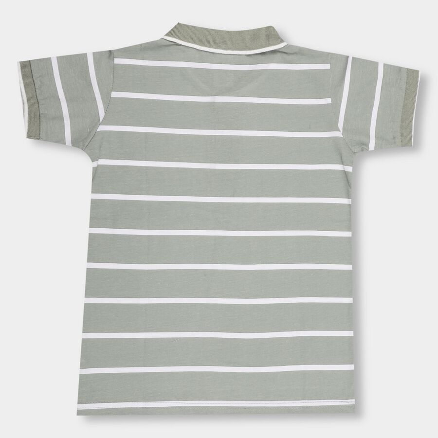 Boys' 100% Cotton Collar Half Sleeves T-Shirt , Light Green, large image number null