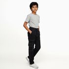 Boys Jet Black Regular Fit Cargo Jeans, Black, small image number null