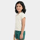Girls Off White Polo Neck Polo T-Shirt, ऑफ व्हाइट, small