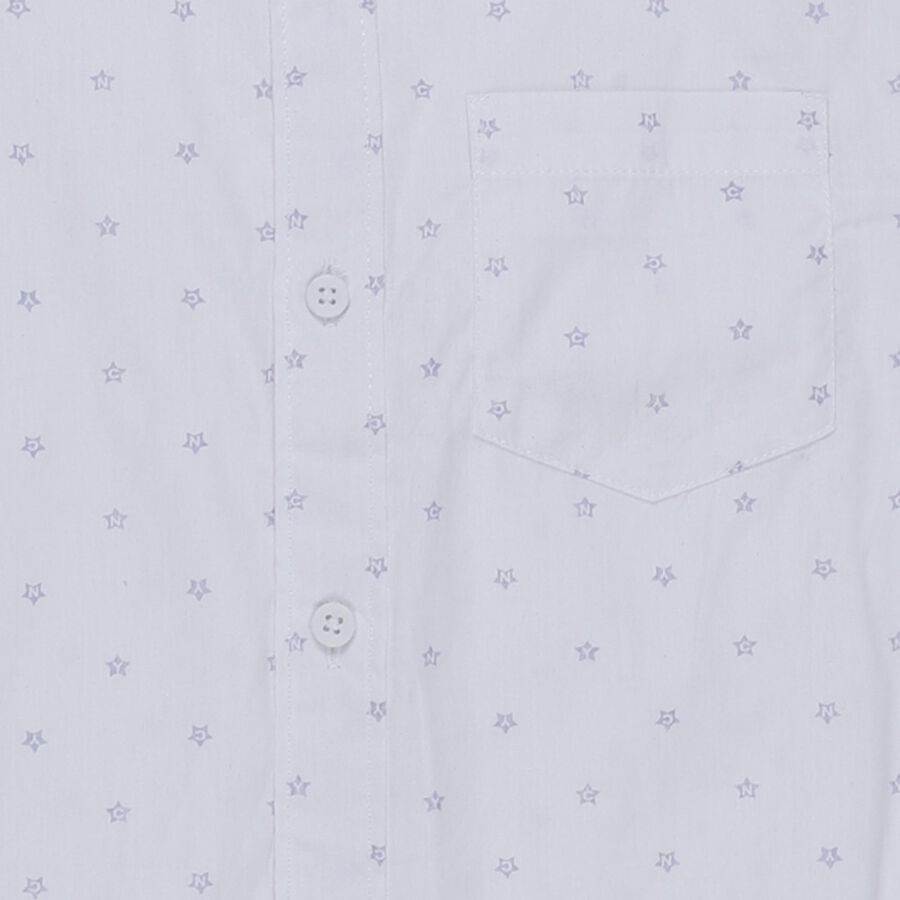 Boys White Cotton Classic Casual Shirt, White, large