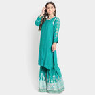 Embroidered 3/4th Sleeves Kurta, Dark Green, small image number null