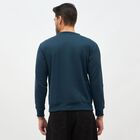Men's Teal Blue Crew Neck Casual Sweatshirt, टील ब्लू, small image number null