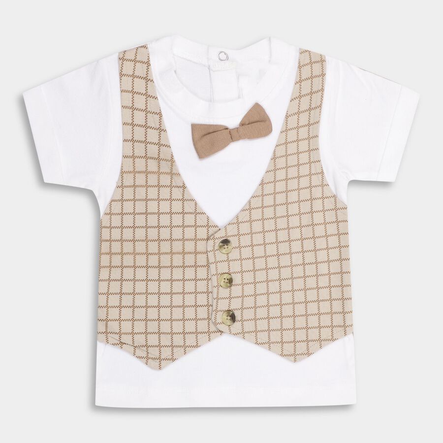 Infant Boys' 100% Cotton Baba Suit, Beige, large image number null
