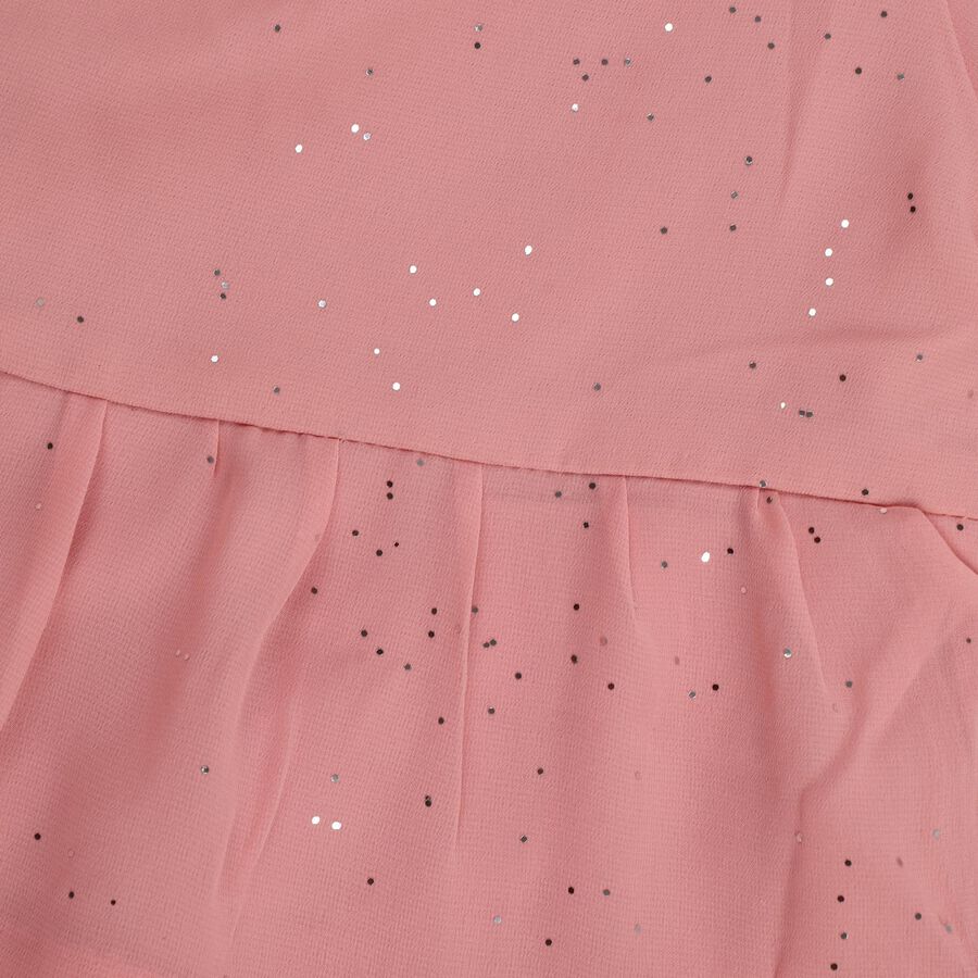 Girls Dusty Pink Sleeveless Sequin Top and Sharara Fusion Set, Pink, large image number null