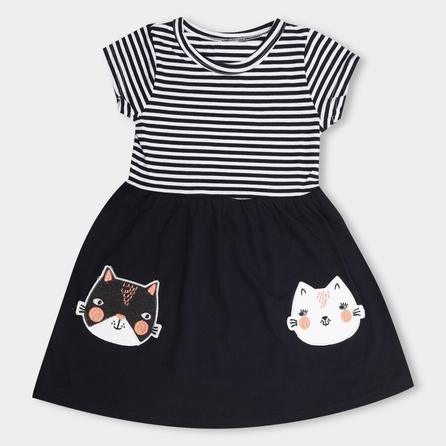 Girls' Frock, Navy Blue, large image number null