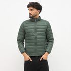 Men's Dark Sage Green High Neck Quilted Puffer Jacket, Dark Green, small image number null