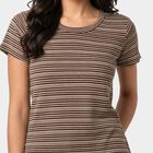 Women's Brown Round Neck Regular T-Shirt, भूरा, small
