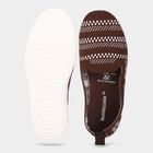 Women's Brown Geometric Slip-On Casual Shoes, भूरा, small
