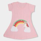 Girls' 100% Cotton Frock, हल्का गुलाबी, small