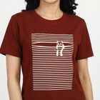 Women's Red Round Neck Casual T-Shirt, Rust, small
