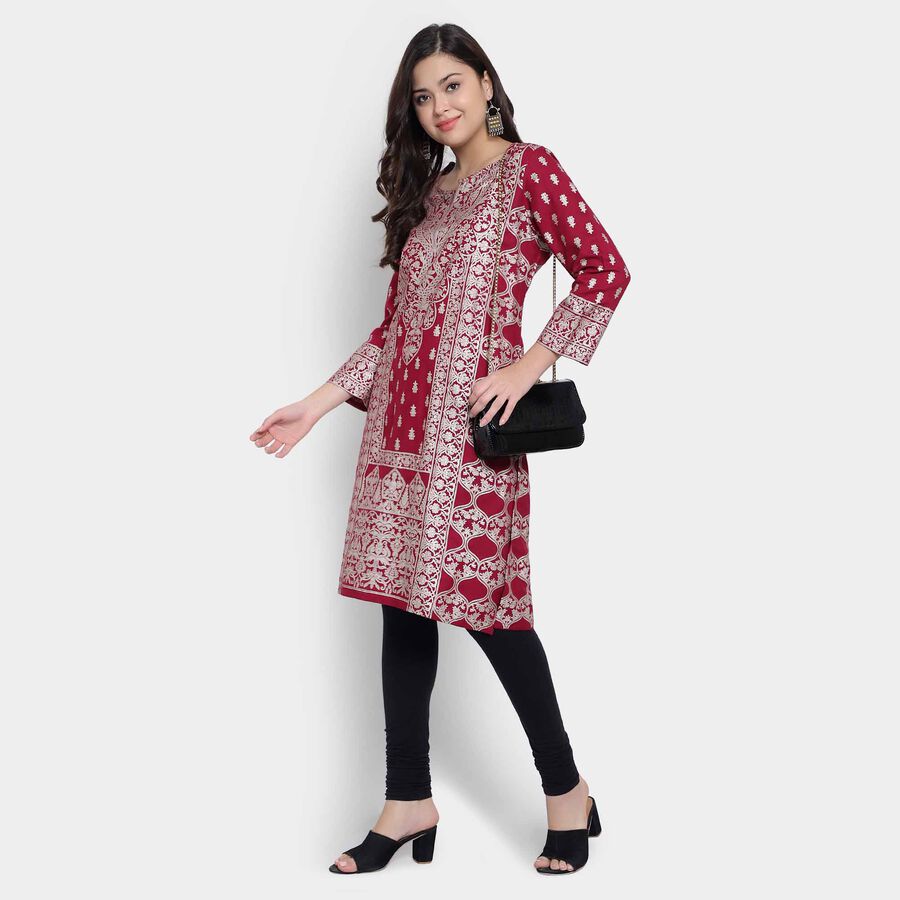 Printed Kurta, Wine, large image number null