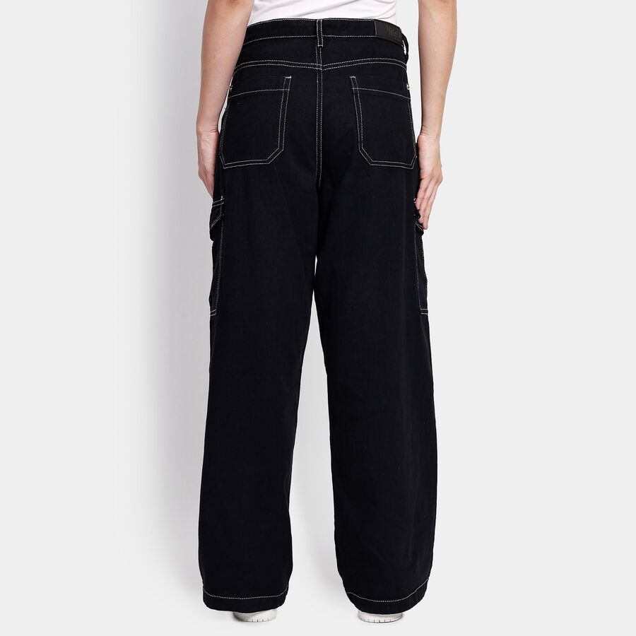 Ladies' 100% Cotton Jeans, काला, large image number null